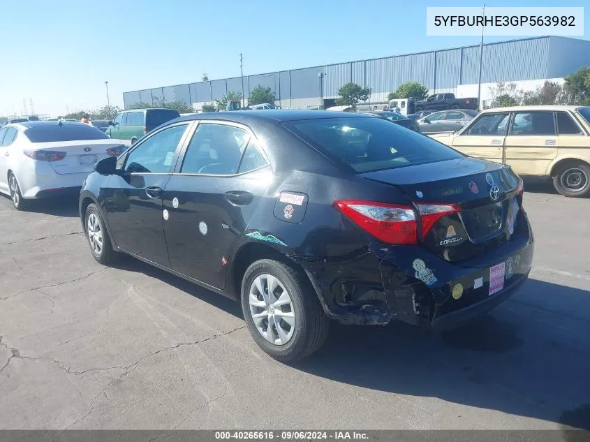 2016 Toyota Corolla L VIN: 5YFBURHE3GP563982 Lot: 40265616