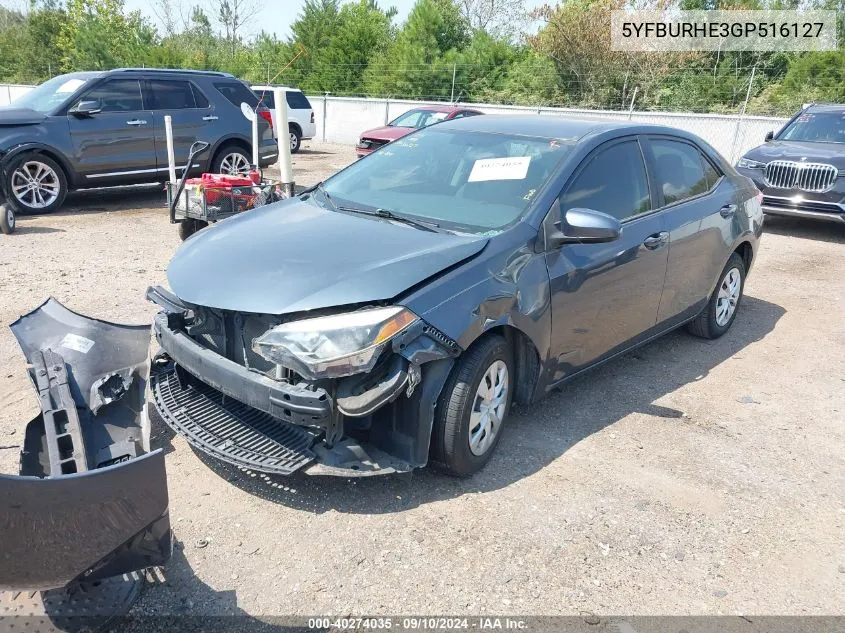 2016 Toyota Corolla L VIN: 5YFBURHE3GP516127 Lot: 40274035