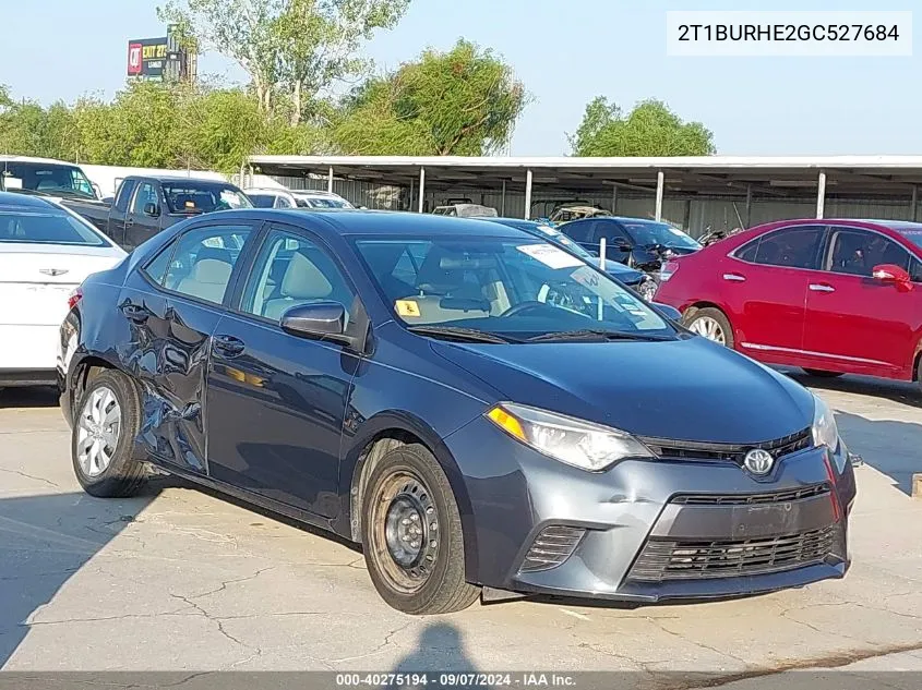 2016 Toyota Corolla Le VIN: 2T1BURHE2GC527684 Lot: 40275194