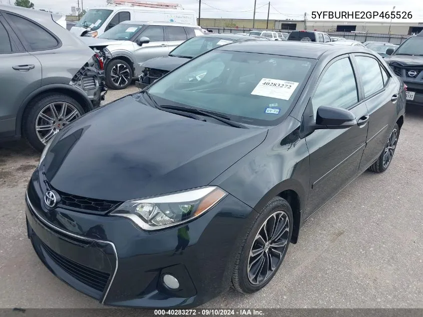 2016 Toyota Corolla L/Le/Le Pls/Prm/S/S Pls VIN: 5YFBURHE2GP465526 Lot: 40283272