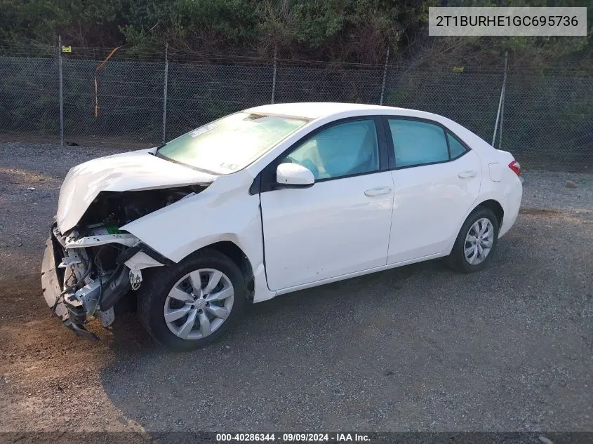 2016 Toyota Corolla L/Le/Le Pls/Prm/S/S Pls VIN: 2T1BURHE1GC695736 Lot: 40286344