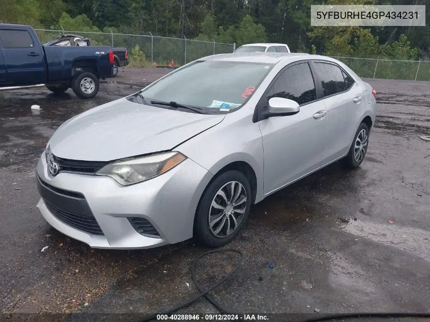 5YFBURHE4GP434231 2016 Toyota Corolla Le