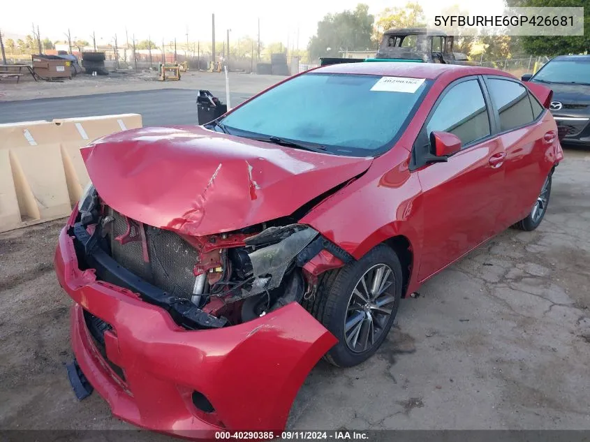 5YFBURHE6GP426681 2016 Toyota Corolla Le Plus