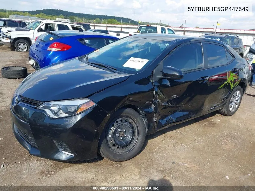 5YFBURHE5GP447649 2016 Toyota Corolla Le