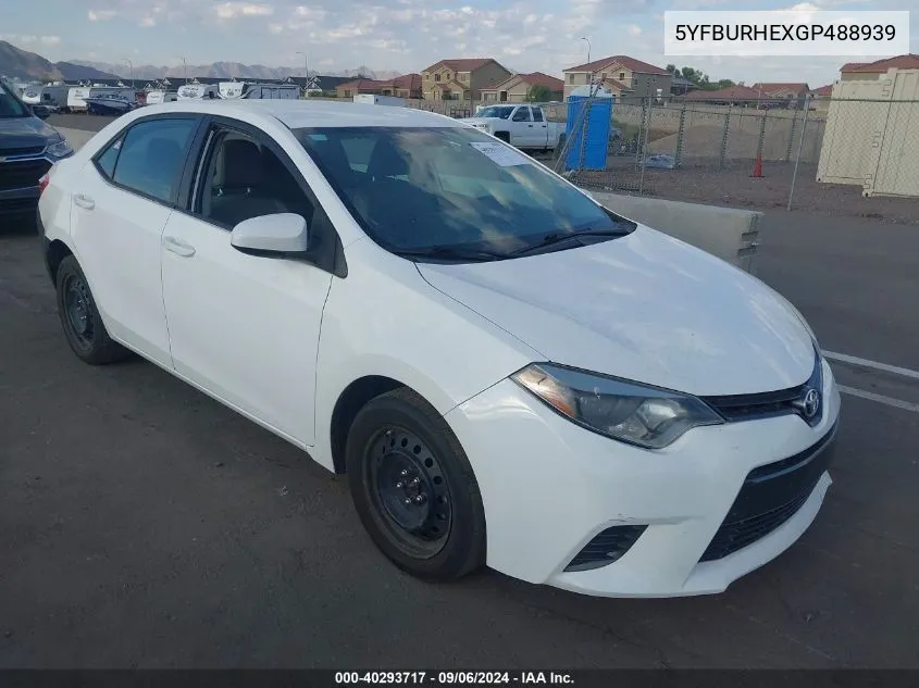 2016 Toyota Corolla Le VIN: 5YFBURHEXGP488939 Lot: 40293717