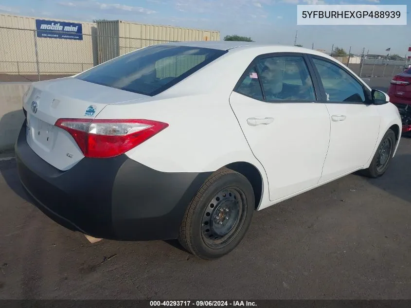 2016 Toyota Corolla Le VIN: 5YFBURHEXGP488939 Lot: 40293717