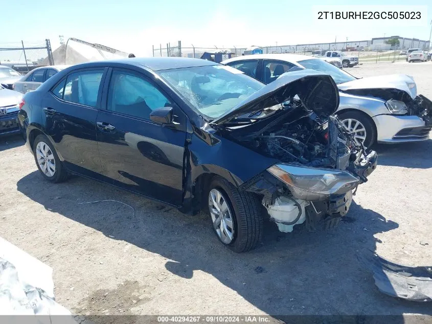 2016 Toyota Corolla Le VIN: 2T1BURHE2GC505023 Lot: 40294267