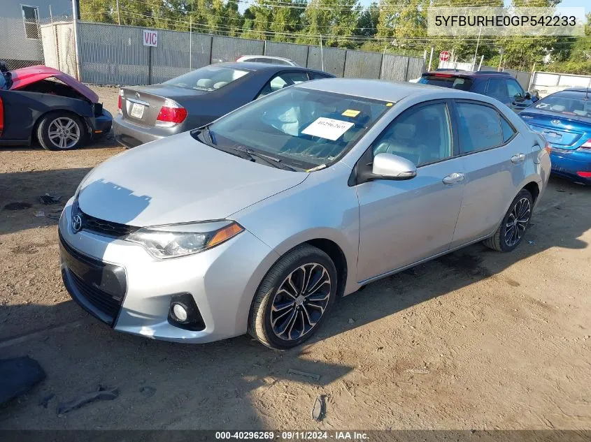 2016 Toyota Corolla S Plus VIN: 5YFBURHE0GP542233 Lot: 40296269