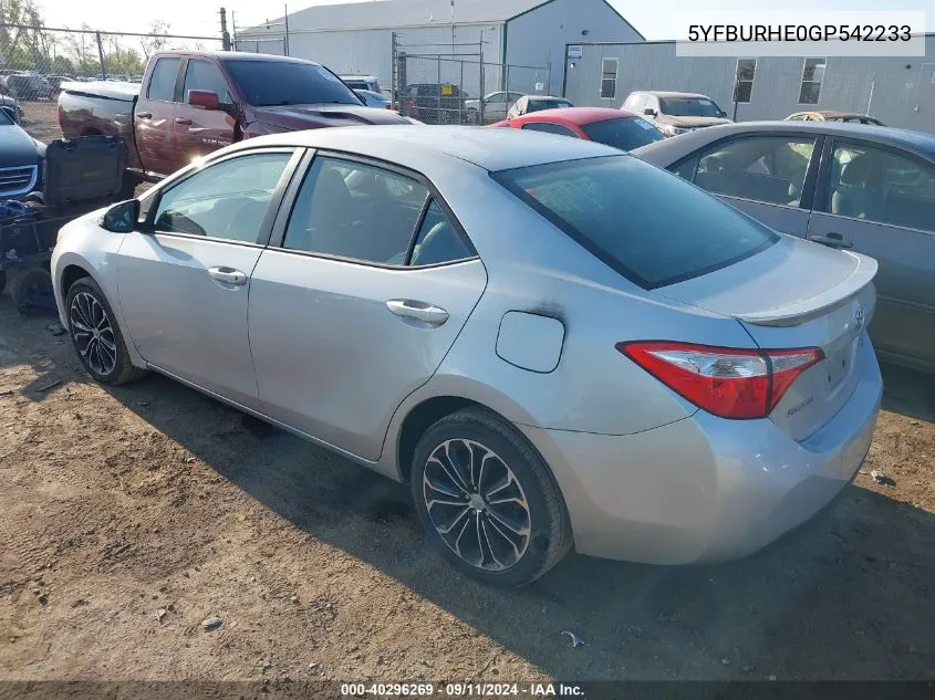 2016 Toyota Corolla S Plus VIN: 5YFBURHE0GP542233 Lot: 40296269