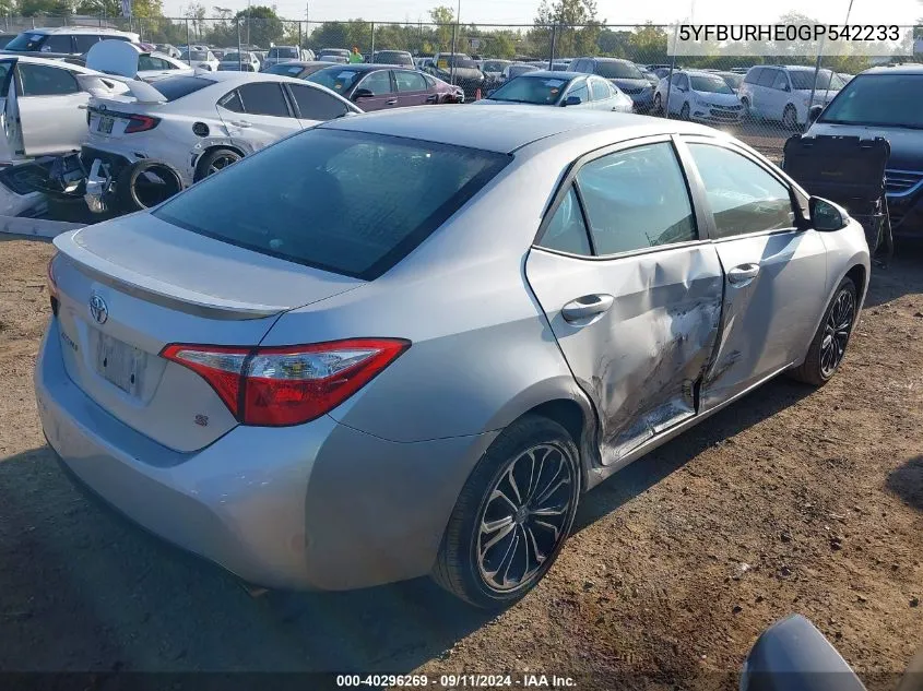 2016 Toyota Corolla S Plus VIN: 5YFBURHE0GP542233 Lot: 40296269