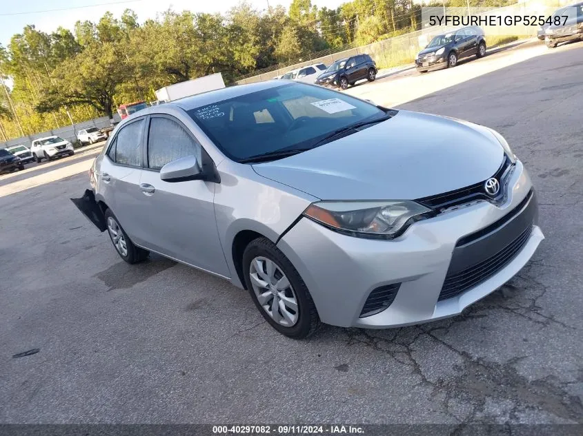 2016 Toyota Corolla Le VIN: 5YFBURHE1GP525487 Lot: 40297082