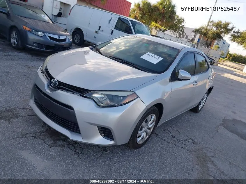 2016 Toyota Corolla Le VIN: 5YFBURHE1GP525487 Lot: 40297082