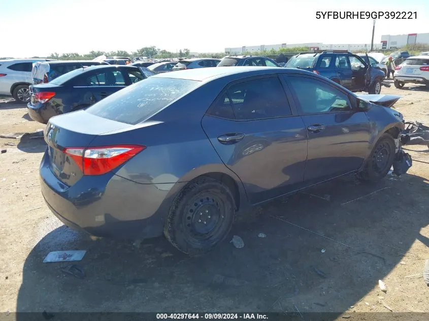 5YFBURHE9GP392221 2016 Toyota Corolla Le