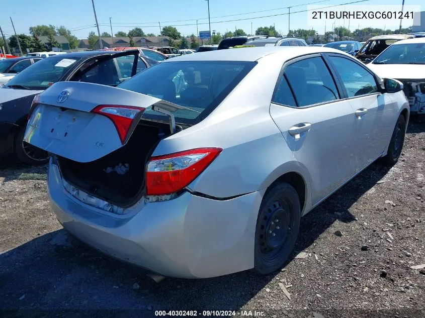 2016 Toyota Corolla Le VIN: 2T1BURHEXGC601241 Lot: 40302482