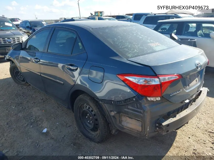 2016 Toyota Corolla Le VIN: 5YFBURHEXGP409673 Lot: 40302709