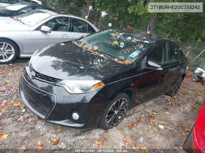 2016 Toyota Corolla S Plus VIN: 2T1BURHE2GC735242 Lot: 40311041