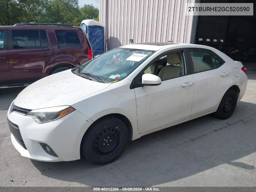 2016 Toyota Corolla Le Plus VIN: 2T1BURHE2GC520590 Lot: 40312260