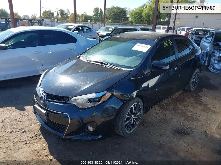 2016 Toyota Corolla L/Le/Le Pls/Prm/S/S Pls VIN: 5YFBURHE6GP411789 Lot: 40316320