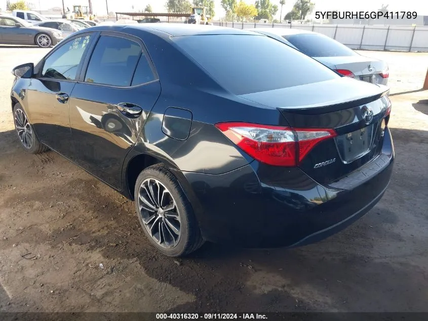 2016 Toyota Corolla L/Le/Le Pls/Prm/S/S Pls VIN: 5YFBURHE6GP411789 Lot: 40316320