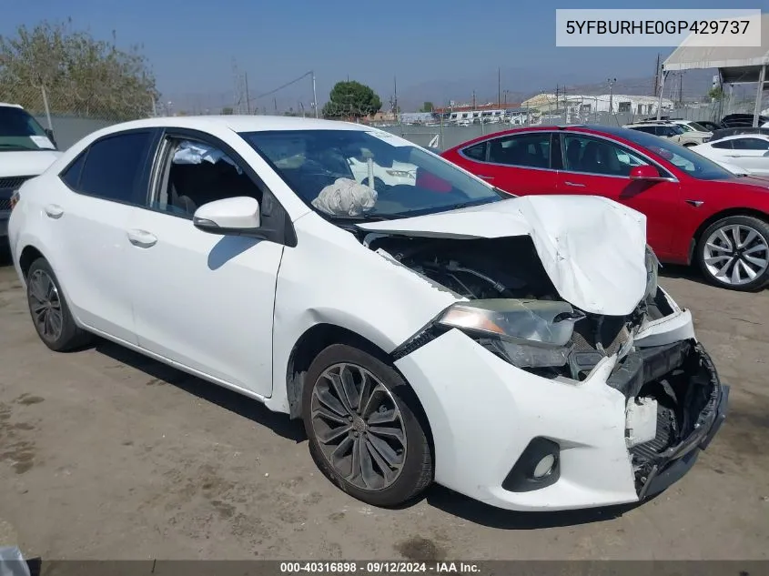 5YFBURHE0GP429737 2016 Toyota Corolla S Plus