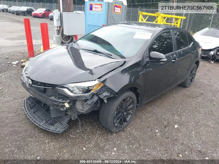 2016 Toyota Corolla L/Le/Le Pls/Prm/S/S Pls VIN: 2T1BURHE7GC567906 Lot: 40318458