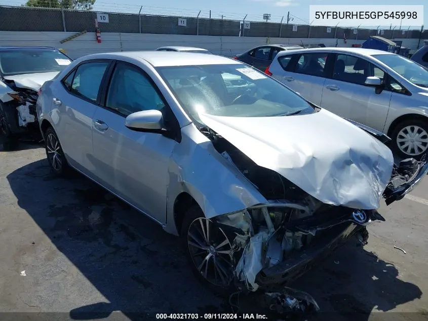 5YFBURHE5GP545998 2016 Toyota Corolla Le Plus