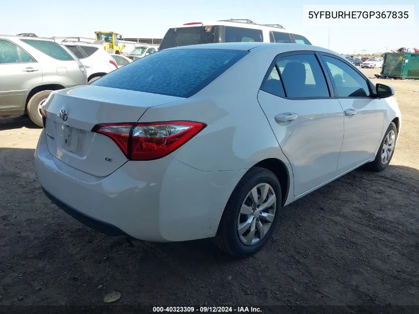 5YFBURHE7GP367835 2016 Toyota Corolla Le