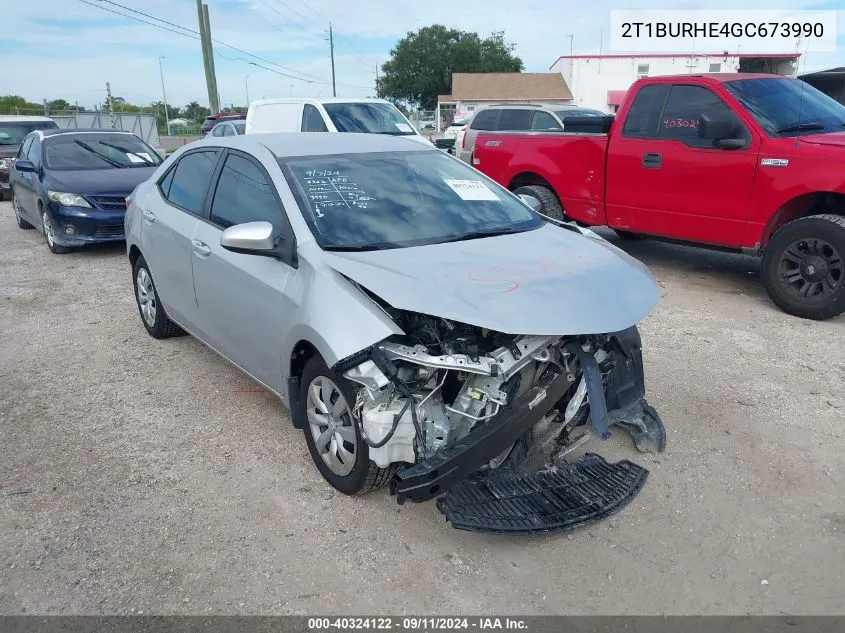 2016 Toyota Corolla L/Le/Le Pls/Prm/S/S Pls VIN: 2T1BURHE4GC673990 Lot: 40324122