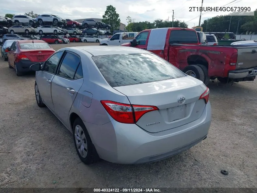 2016 Toyota Corolla L/Le/Le Pls/Prm/S/S Pls VIN: 2T1BURHE4GC673990 Lot: 40324122