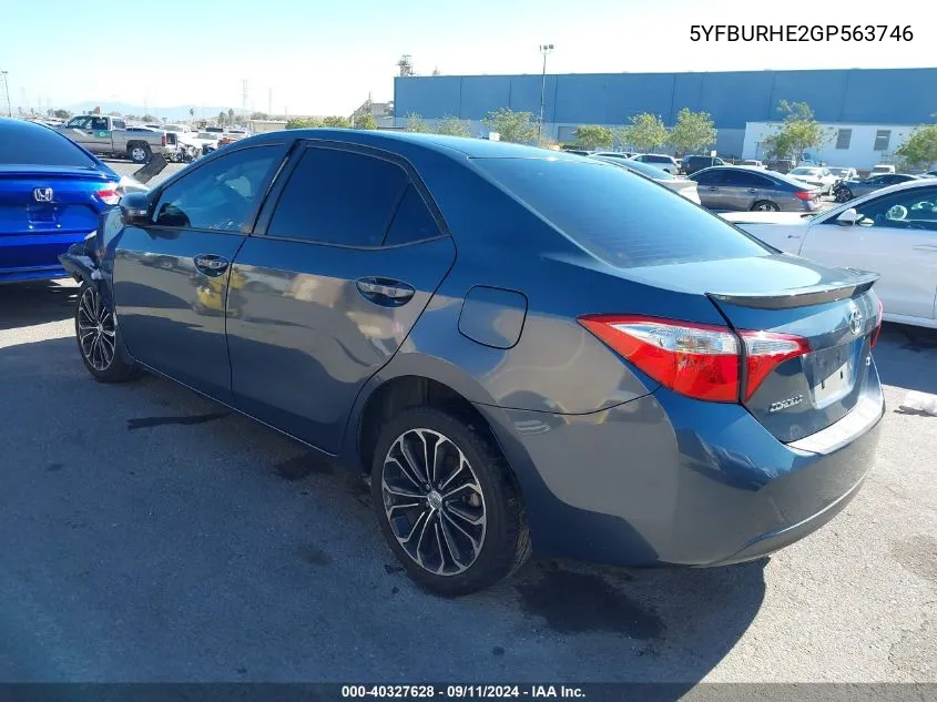 2016 Toyota Corolla S Plus VIN: 5YFBURHE2GP563746 Lot: 40327628