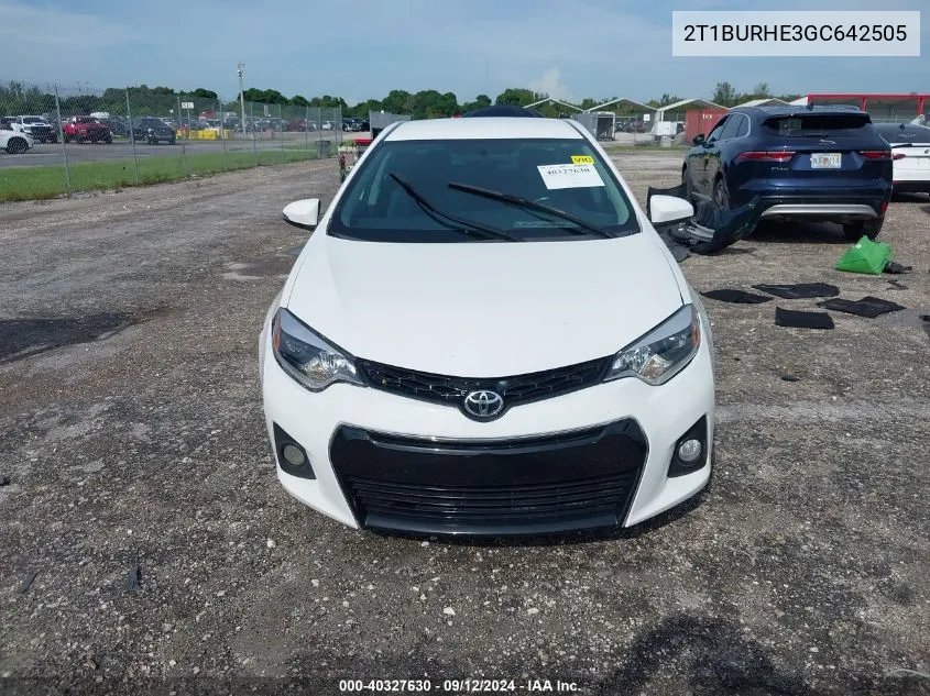 2016 Toyota Corolla L/Le/Le Pls/Prm/S/S Pls VIN: 2T1BURHE3GC642505 Lot: 40327630