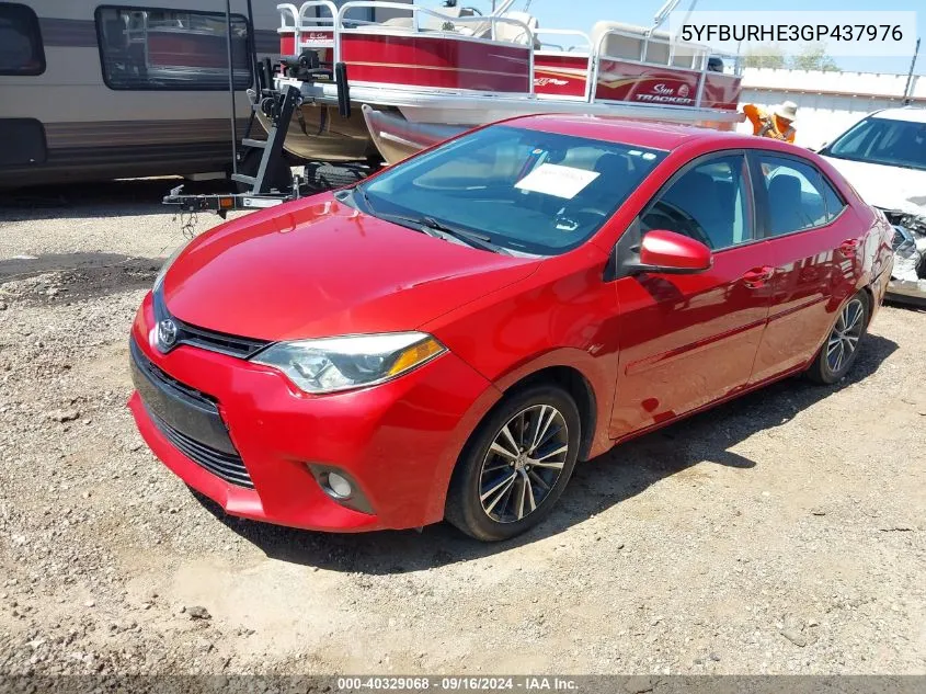 2016 Toyota Corolla Le Plus VIN: 5YFBURHE3GP437976 Lot: 40329068