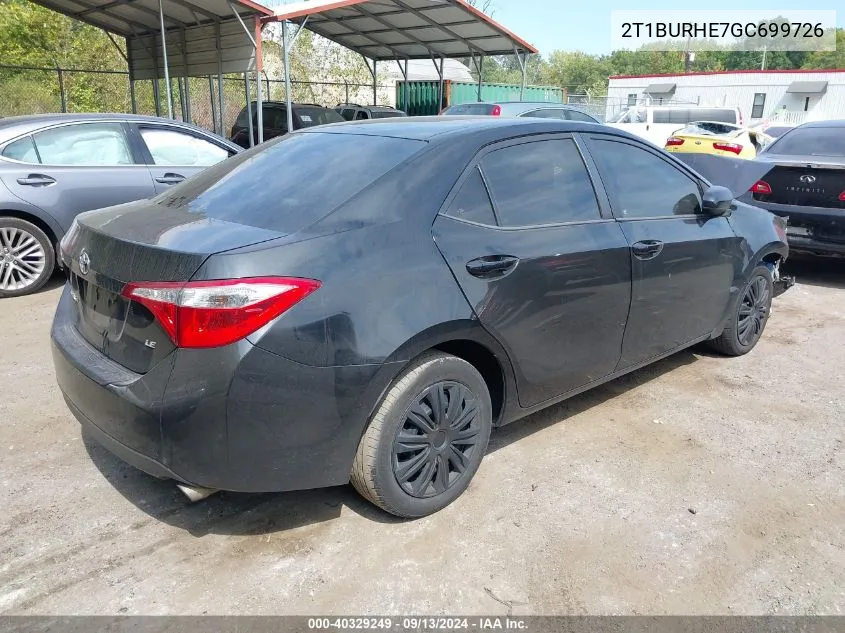 2T1BURHE7GC699726 2016 Toyota Corolla Le