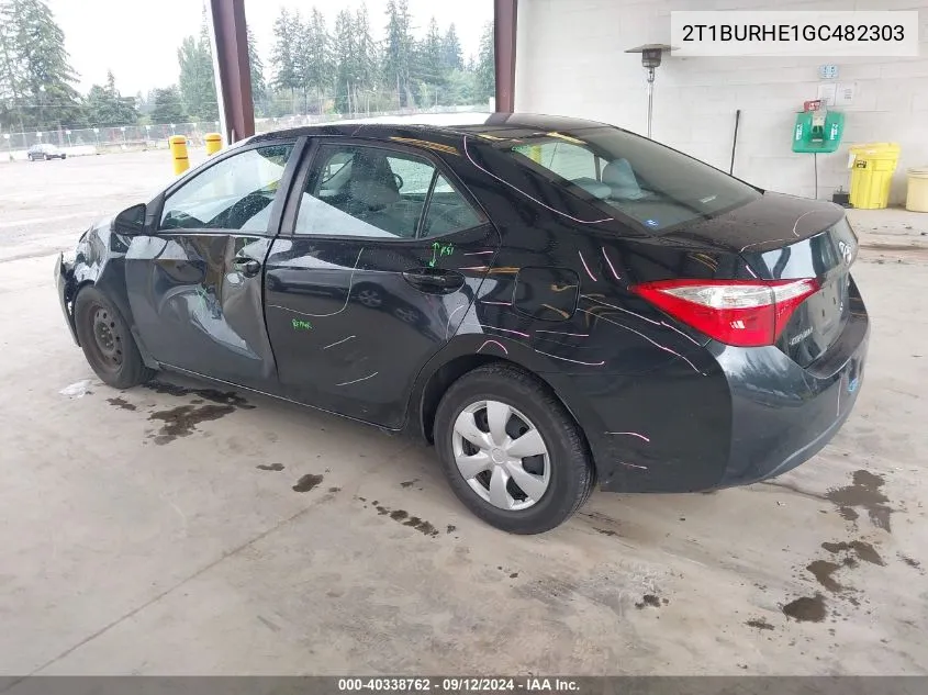 2016 Toyota Corolla L/Le/Le Pls/Prm/S/S Pls VIN: 2T1BURHE1GC482303 Lot: 40338762