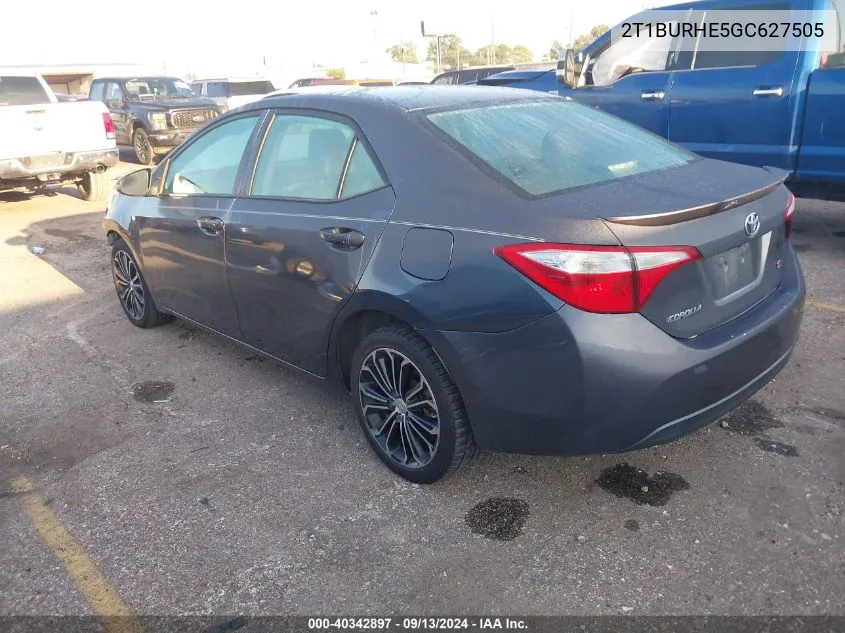 2016 Toyota Corolla L/Le/Le Pls/Prm/S/S Pls VIN: 2T1BURHE5GC627505 Lot: 40342897