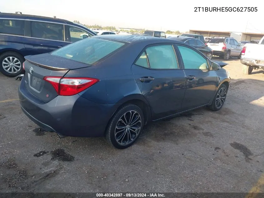 2016 Toyota Corolla L/Le/Le Pls/Prm/S/S Pls VIN: 2T1BURHE5GC627505 Lot: 40342897