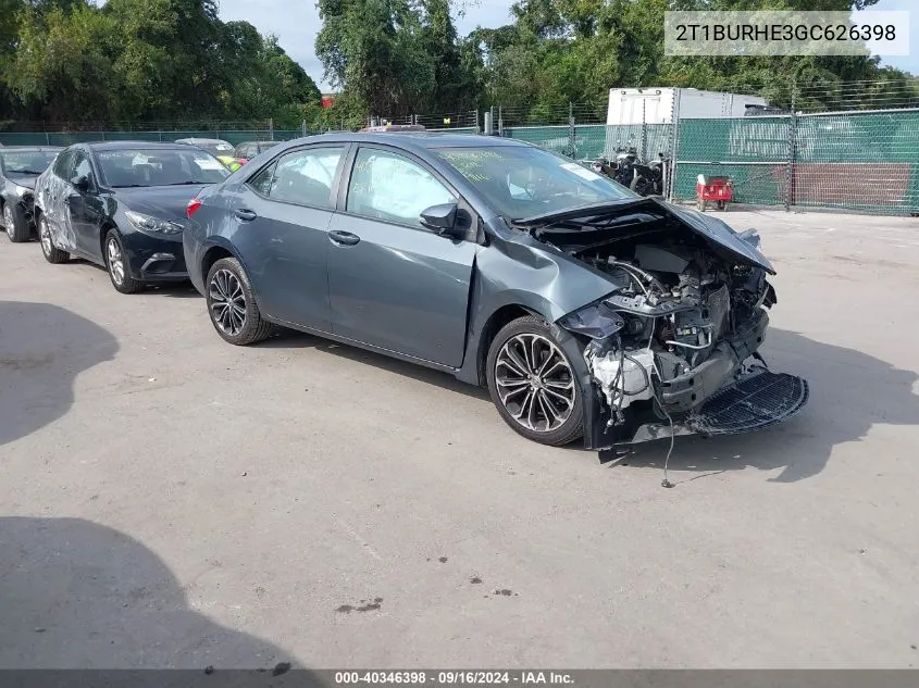 2016 Toyota Corolla S Plus VIN: 2T1BURHE3GC626398 Lot: 40346398