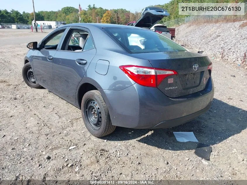 2016 Toyota Corolla L/Le/Le Pls/Prm/S/S Pls VIN: 2T1BURHE2GC676130 Lot: 40351413