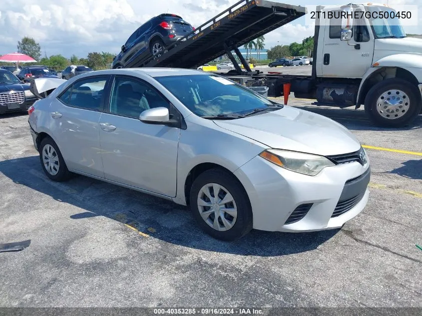 2016 Toyota Corolla L VIN: 2T1BURHE7GC500450 Lot: 40353285