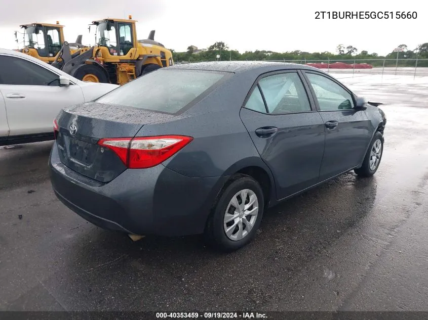 2016 Toyota Corolla L VIN: 2T1BURHE5GC515660 Lot: 40353459