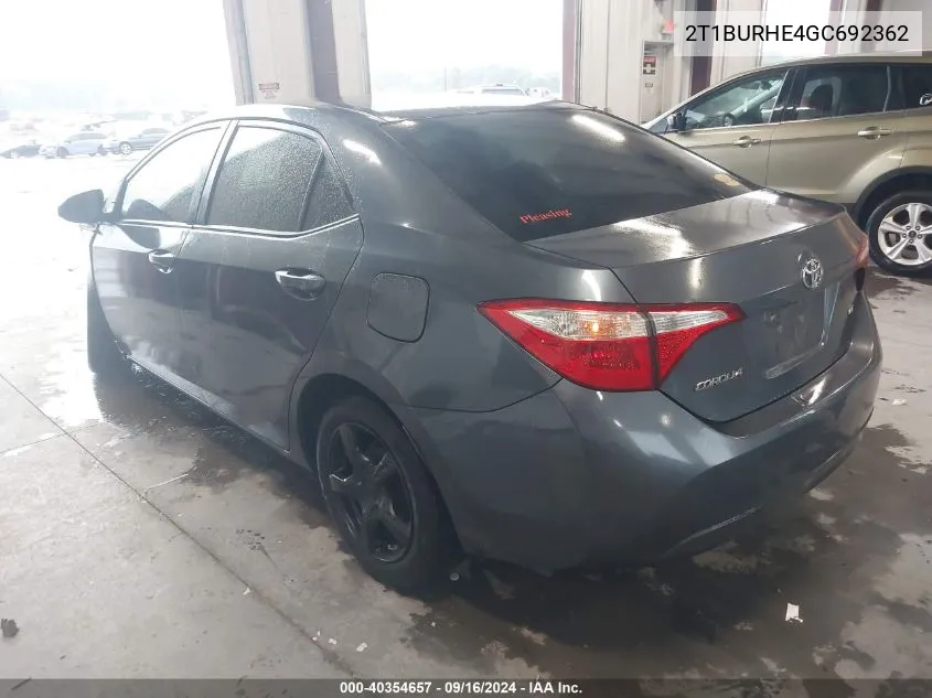 2T1BURHE4GC692362 2016 Toyota Corolla Le