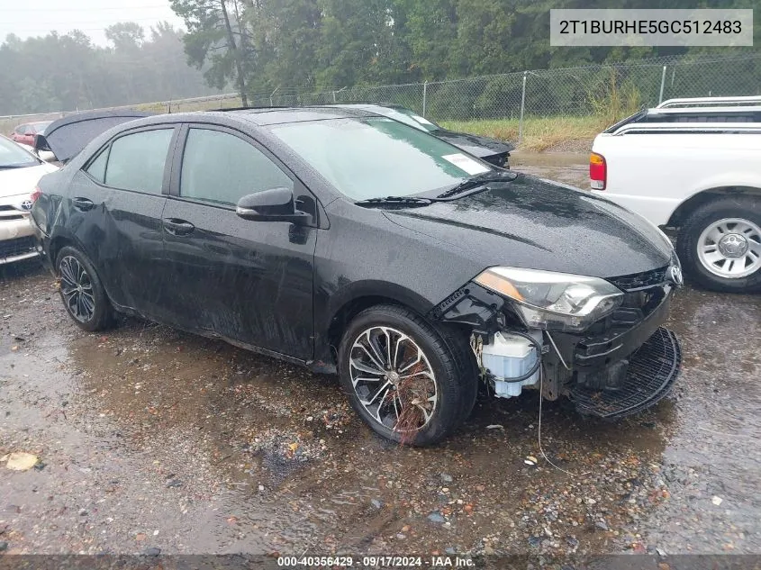 2016 Toyota Corolla S Premium VIN: 2T1BURHE5GC512483 Lot: 40356429