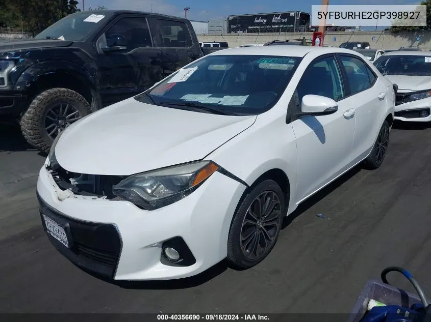 5YFBURHE2GP398927 2016 Toyota Corolla S Plus