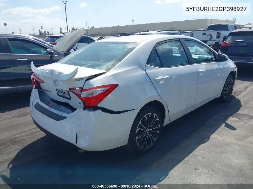 5YFBURHE2GP398927 2016 Toyota Corolla S Plus