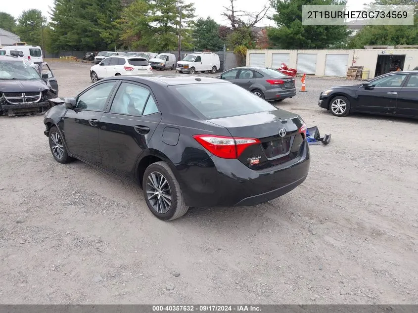 2016 Toyota Corolla L/Le/Le Pls/Prm/S/S Pls VIN: 2T1BURHE7GC734569 Lot: 40357632