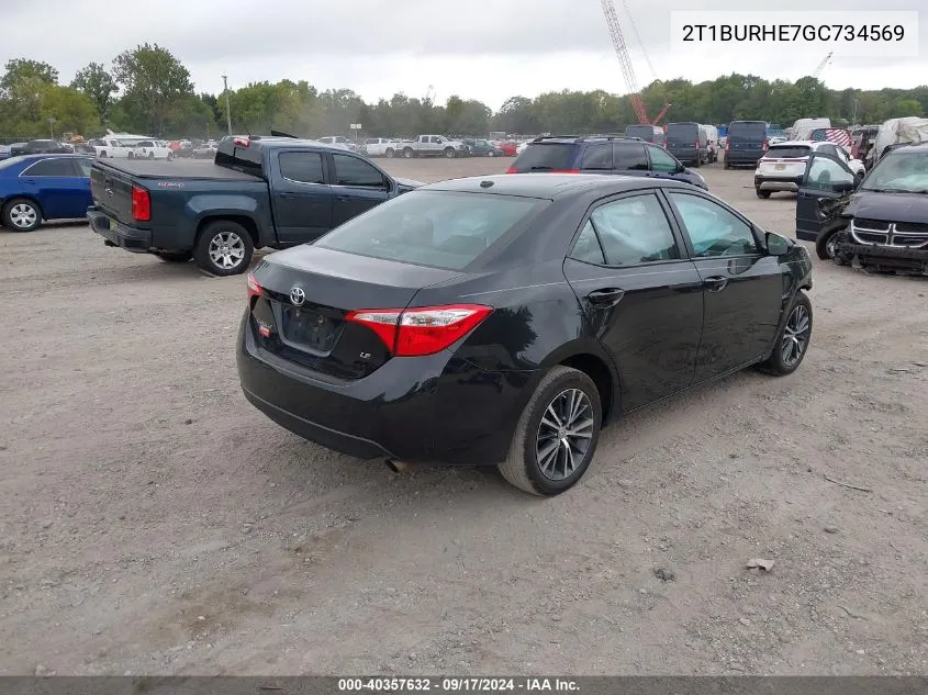 2016 Toyota Corolla L/Le/Le Pls/Prm/S/S Pls VIN: 2T1BURHE7GC734569 Lot: 40357632