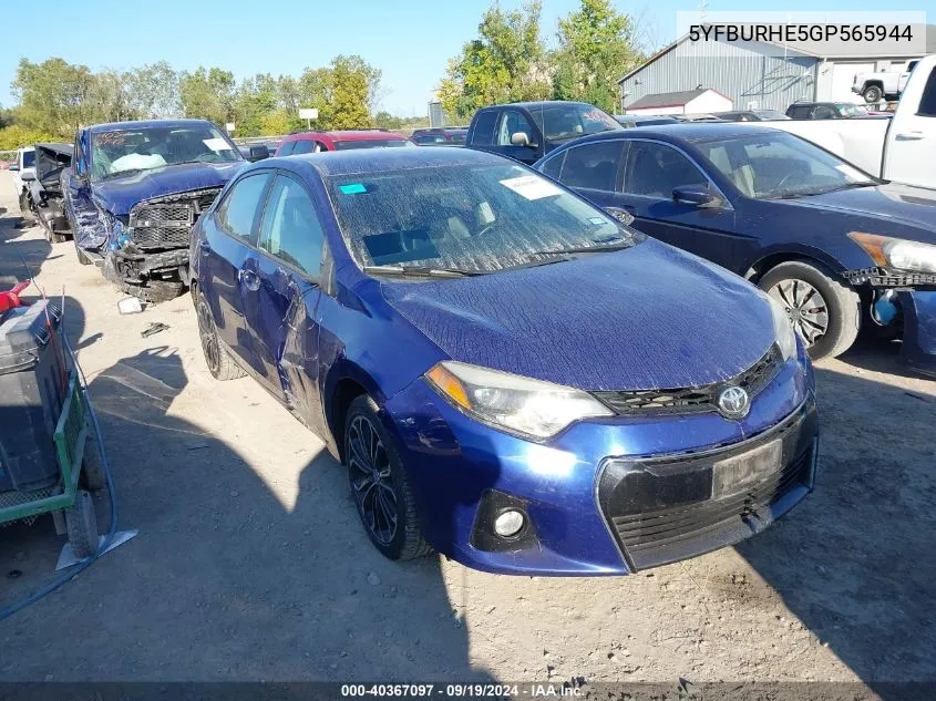 2016 Toyota Corolla S Plus VIN: 5YFBURHE5GP565944 Lot: 40367097