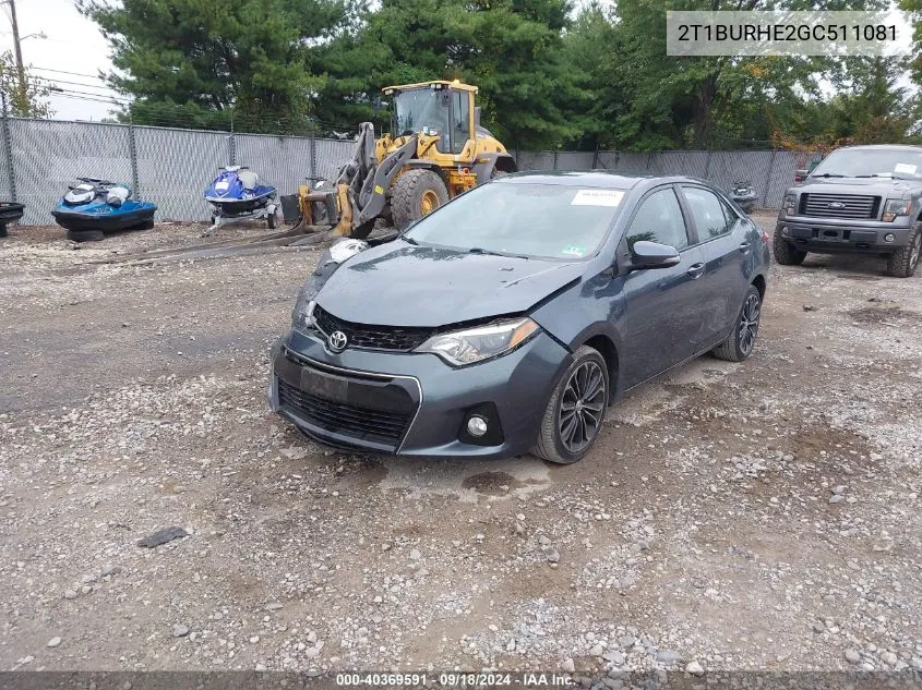 2016 Toyota Corolla L/Le/Le Pls/Prm/S/S Pls VIN: 2T1BURHE2GC511081 Lot: 40369591