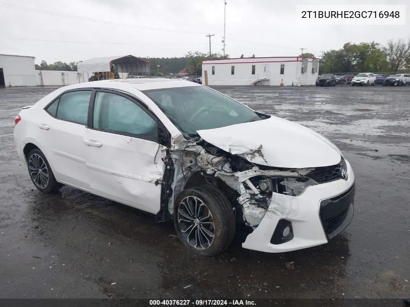 2016 Toyota Corolla S Plus VIN: 2T1BURHE2GC716948 Lot: 40376227