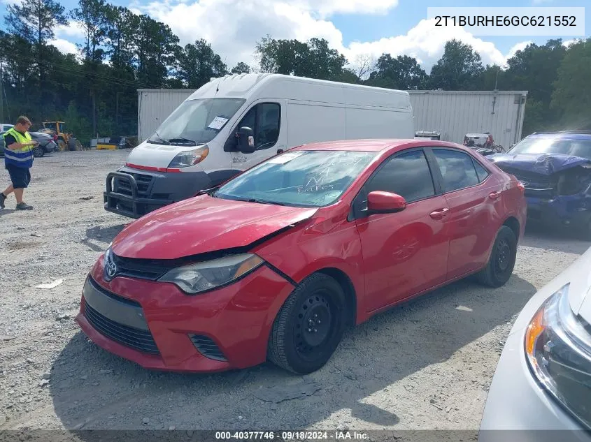 2016 Toyota Corolla Le VIN: 2T1BURHE6GC621552 Lot: 40377746